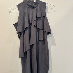 Mud Pie Charcoal Asymmetrical Sleeveless Suede Dress
